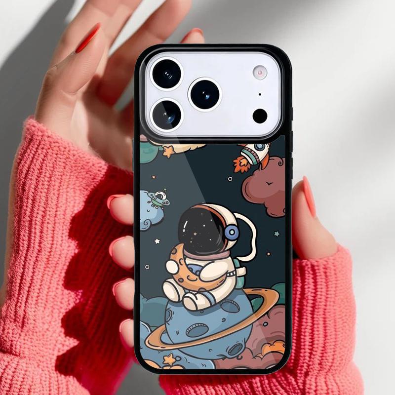 Cute galaxy Astronaut Phone Case for iPhone 17 16 15 14 13 Pro Max Back Cover for 12 11 Pro Coque