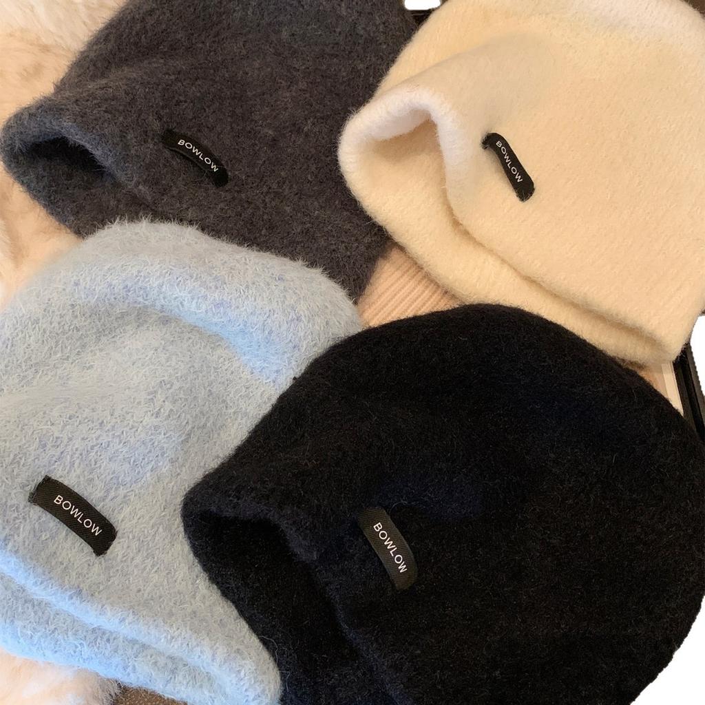 Korean Plush Knitted Woolen Hat for Women New Autumn and Winter Warm and Face Friendly Small and Large Head Circumference Cold Proof Baotou Hat