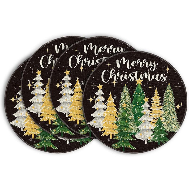 Festive Style Christmas Round Placemats - 4-Piece Set for Holiday Table Decor