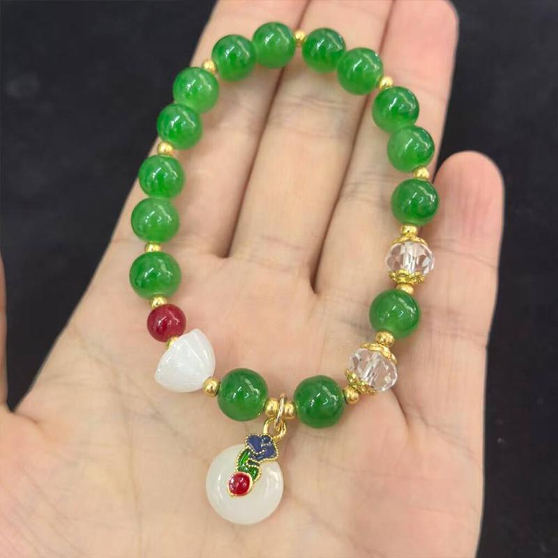

Women’s Ruyi Bracelet Imitation White Jade Safety Buckle Chinese Vintage Look Gift for Festival Occasions