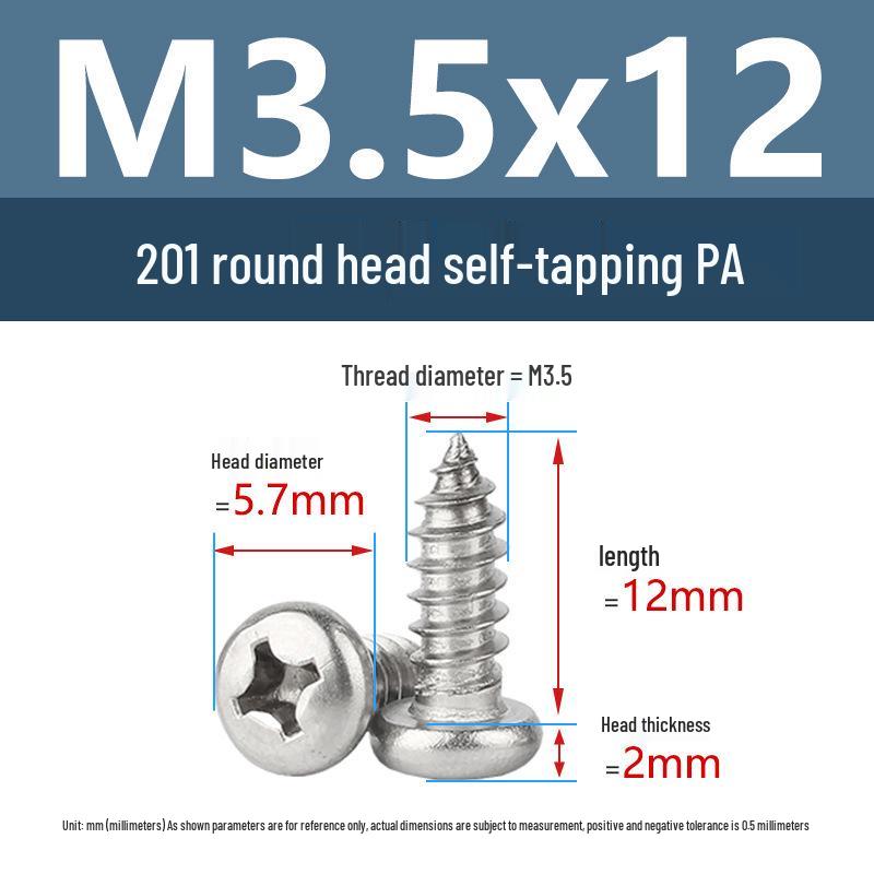 Yigu Yigu 201 Stainless Steel Phillips Round Head Self-Tapping Screws M1.7-M6