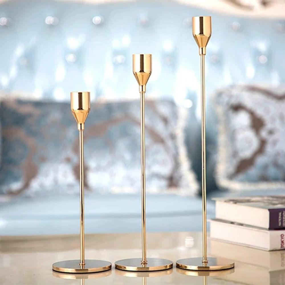 Exquisite Metal Luxury For Wedding Table Candlestick Candle Stand Tabletop Ornament Home Decor