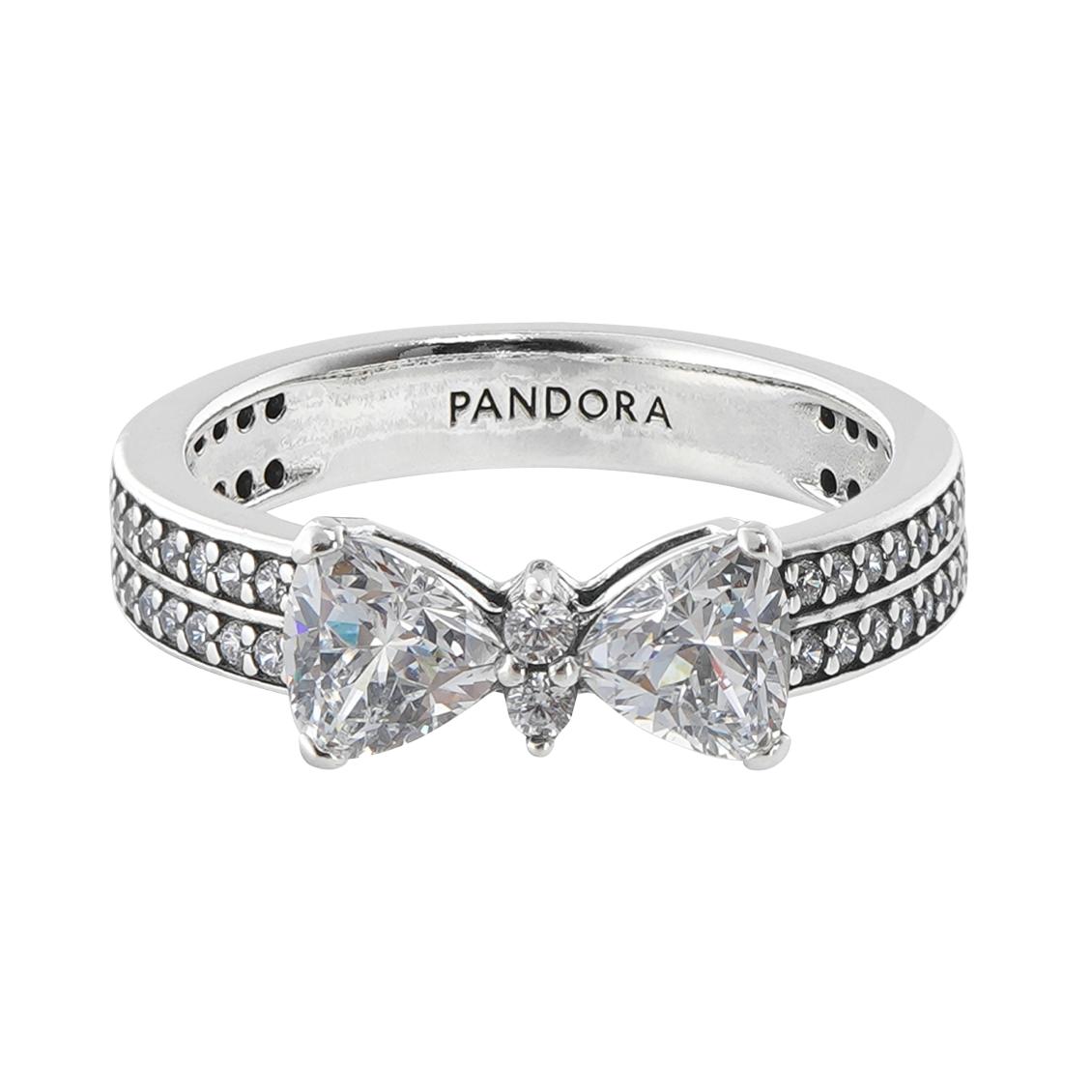 Pandora Starlight Bow Decoration Double Ring 925 Silver Women ring 193552C01 Box,52