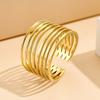 Elegant Minimalist Geometric Open Ring - Adjustable Titanium Steel Jewelry for Women