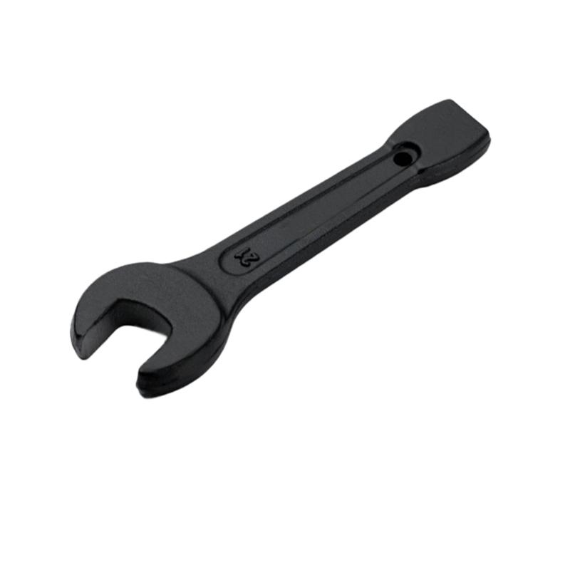 Solid Steel Open Slugging Wrench Spanner Black Coated Repair Tool with Hit-End Tail for Equipment Service and Fastener Care