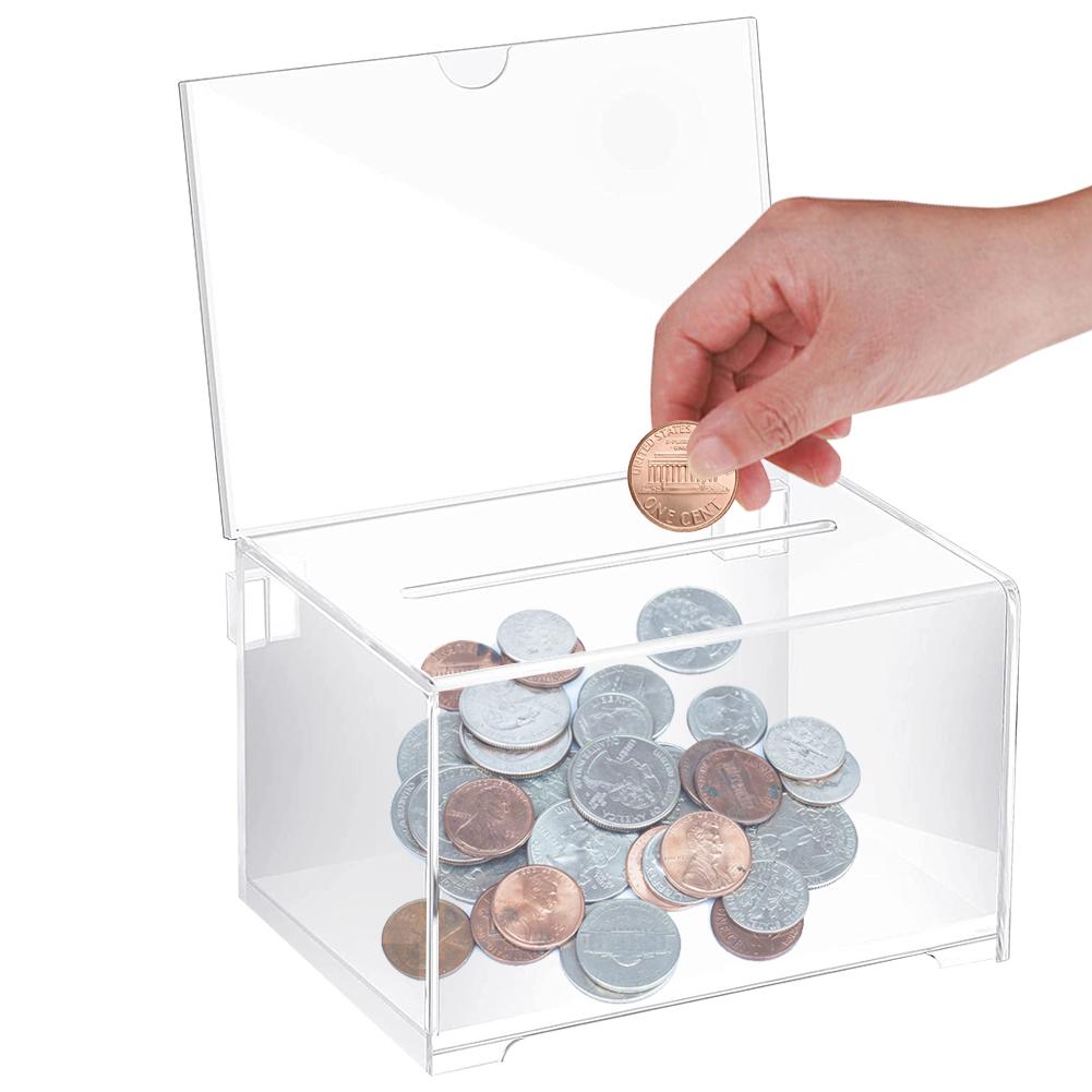 Acrylic Suggestion Box with Lock and Sign Holder Raffle Ticket Container Cardboard Raffle Box for Fundraising Donation Voting