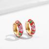 Vintage Multicolor Enamel Flower Round Hoop Earrings Boho Gold Color Circle Round Earrings Statement Jewelry Gifts for Women