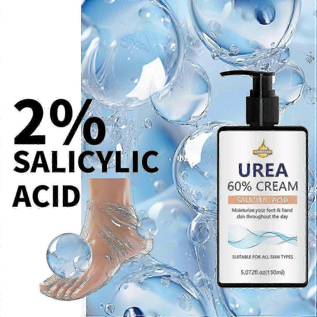 60% Urea Cream for Feet, Maximum Strength, Cracked Heel Repair & Dry Skin Softener for Hands/Knees, 1pcs