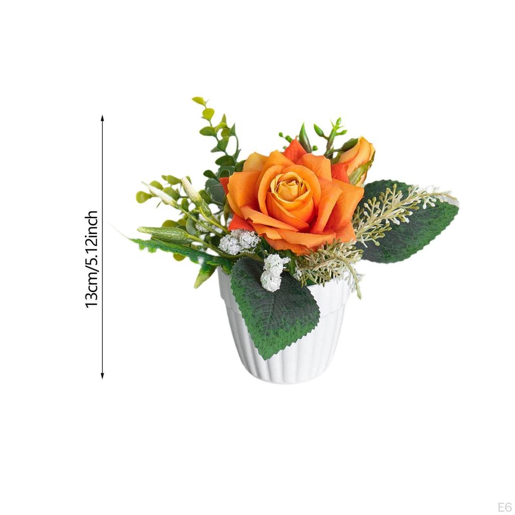 Artificial Potted Rose Flowers Fake Plants Decoration Table Ornament for Banquet Bedroom