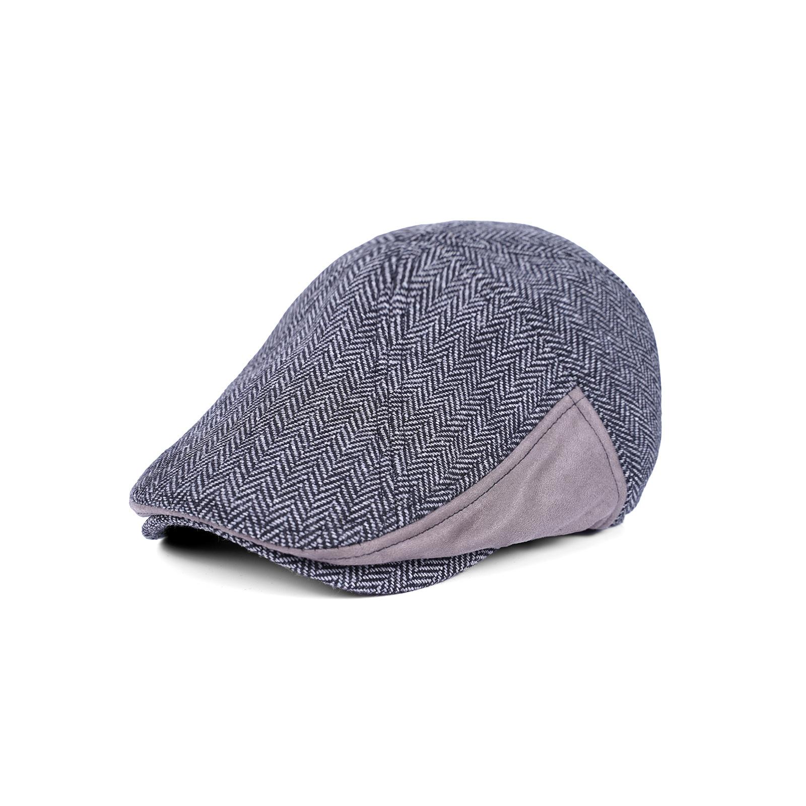 

Hershey-style slanted brim autumn/winter retro patchwork baseball cap; British-style baseball cap/beret; unisex artistic painter’s newsboy cap adjustable темно серый