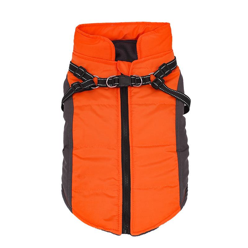 Padded Warm Dog Clothes with Harness for Small Large Dogs Puppy Winter Jacket Chihuahua Labrador Coat Reflective Pet Costumes