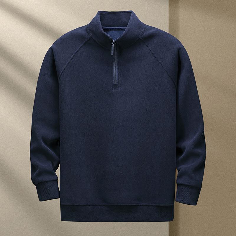 

Men s Fleece-Lined Half-Zip Stand Collar Sweatshirt, Thickened for Winter Warmth XL