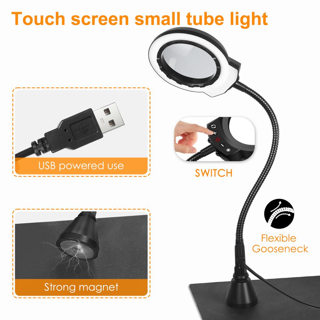 NEWACALOXMagnetic Helping Hands Soldering Station with Heavy-Duty Steel Base/Welding Silicone Pad/5X Magnifying Lamp/4PCB Holder