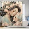 Elegant Mother And Daughter Floral Shower Curtain - Waterproof, Mildew-Resistant, Machine Washable For Cozy Bathroom Decor