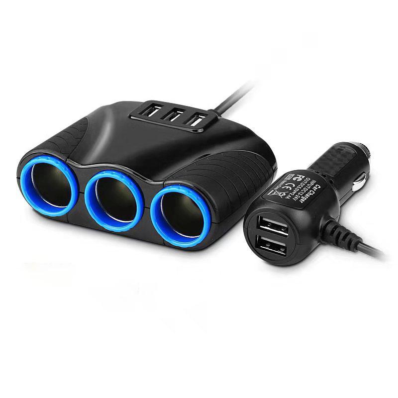 3 Socket Car Cigarette Lighter Socket Splitter Plug LED Auto Sockets Adapter USB Car Charger For Mobile Phone MP3 DVR Accessorie