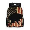 Jimothy The Raccoon Silhouette USA Flag Backpack Unisex Polyester Camping Backpacks Lightweight Elegant High School Bag Rucksack