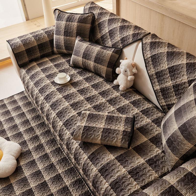 Pure Cotton Sofa Cushion Universal In All Seasons, Cotton Fabric Non-Slip Seat Cushion Cover Cloth, Simple Modern Sofa Cover Towel Seat Cushion