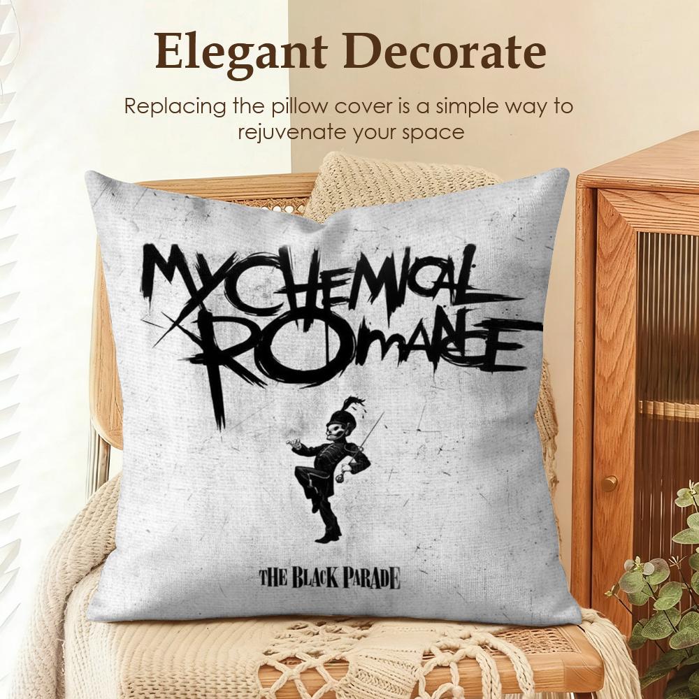 My CChemical RRomance Cushion Cover Natural Linen Organic Fabric DoubleSided Printing Sofa Home Decor Gift Pillow Case