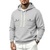 Men's Thick Warm Lined Knit Hoodie with Multiple Pockets, Casual Loose Fit Sweatshirt