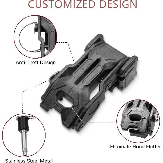 Upgraded Jeep Hood Latches With Keys, Hood Latch For 2018-2025 Jeep Wrangler JL JLU 4XE Jeep Gladiator JT, Anti-Theft Hood Lock Catch Latches