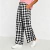 Damen Freizeithose mit Karomuster und weitem Bein mit Taschen Lockerer Schnitt