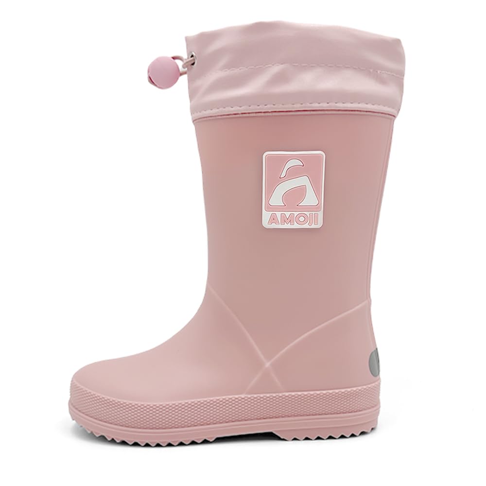 Amozi Kids' Rain Boots, Hooded Rain Shoes for Boys and Girls, Waterproof Rain Boots for Toddlers, Babies, Girls, Boys, Toddlers, and Juniors, Reflecti