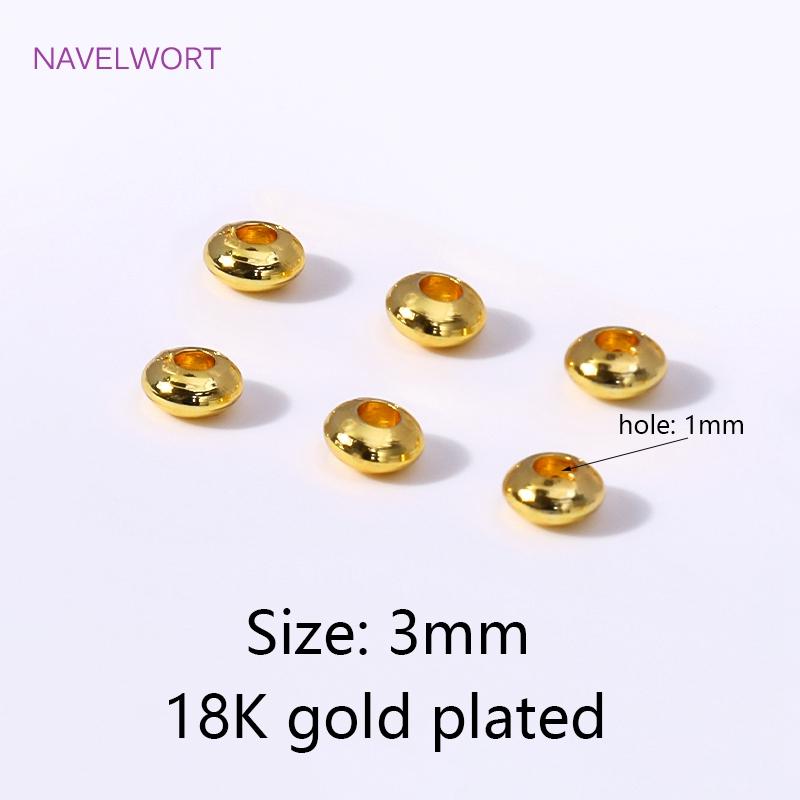 

Trendy Brass 3/4mm 18K Gold Plated Round Convex Spacer Beads For Bracelet Necklace Making Accessories Jewelry Material Wholesale 50 pieces