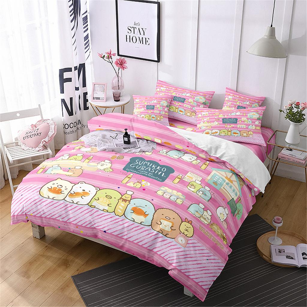 3D Digital Printing Corner Creature Bedding Cartoon Animation Children'S Three-Piece Set