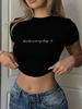 European and American Stylish Cropped Tee - Trendy Letter Print for Sexy Hot Girl