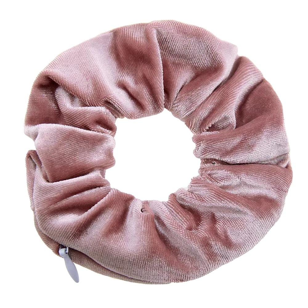 

with Hidden Pocket Hair Tie Soft Fabric Stash Scrunchie Trendy Scrunchie Women Girls Light Pink 01