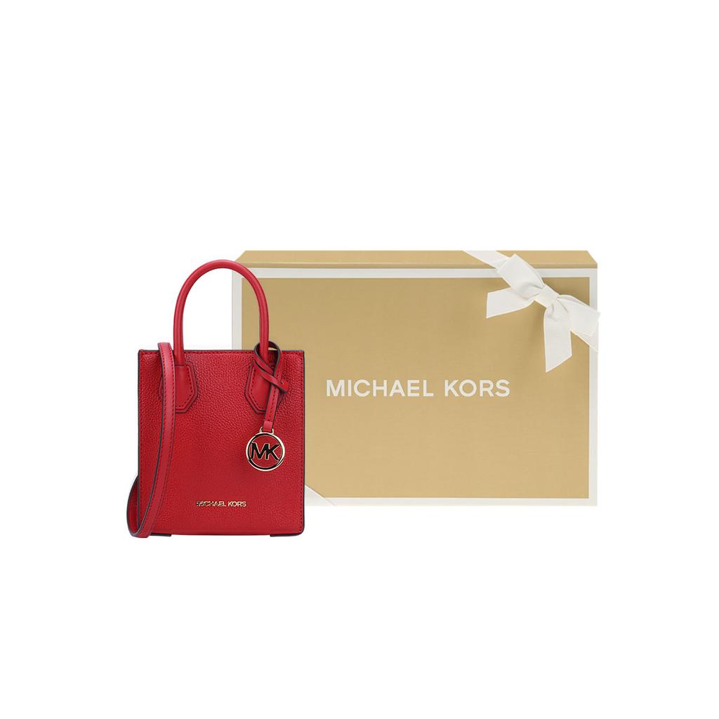 New MICHAEL KORS Mercer Cow Leather Trunk Bag, Handbag, Shoulder Bag, Crossbody Bag Mini Women's Red 35S1GM9T0L-FLAME