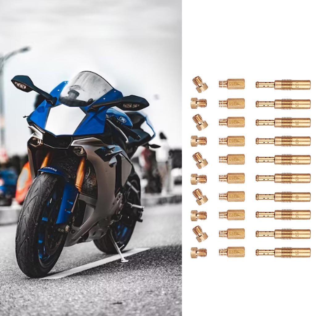 30pcs/Pack Compatible for PWK PE CVK Motorcycles Carburetor Main Jets Slow Pilot Idle Jets Injector Nozzle Pilot Jet Kit