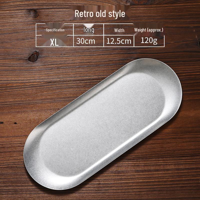 Japanese Retro Stainless Steel Oval Accessory Tray - Creative Gold Dessert and Towel Plate