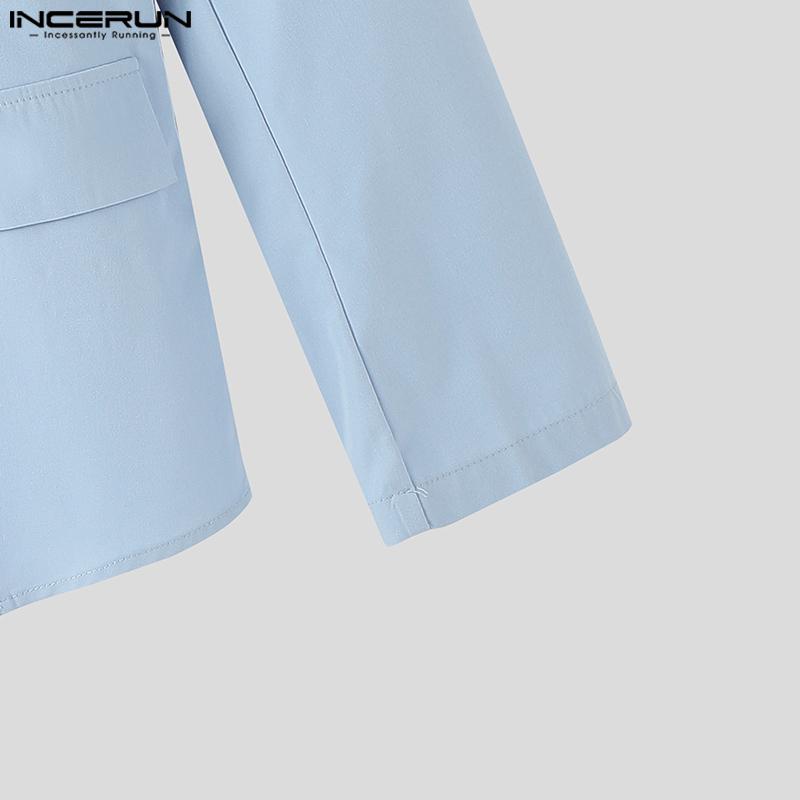 INCERUN Men One Shoulder Long Sleeve Button Cutout Bandage Blazer Irregular Coats