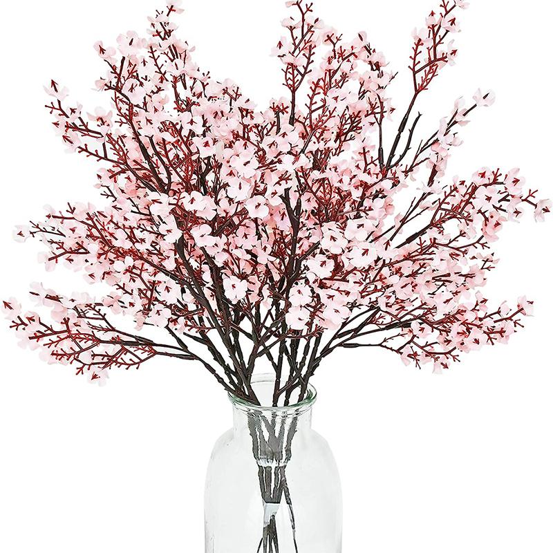 10PCS Artificial Plants Long Baby's Breath Christmas Decor Vase for Home Wedding Bridal Festival DIY Party Fake Plastic Flowers