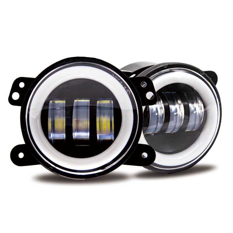 Car Led 4 Inch Front Bumper Fog Light For Off-Road With/Without White Yellow Halo Ring Drl Angel Eyes Lamp 30W Fog Lights