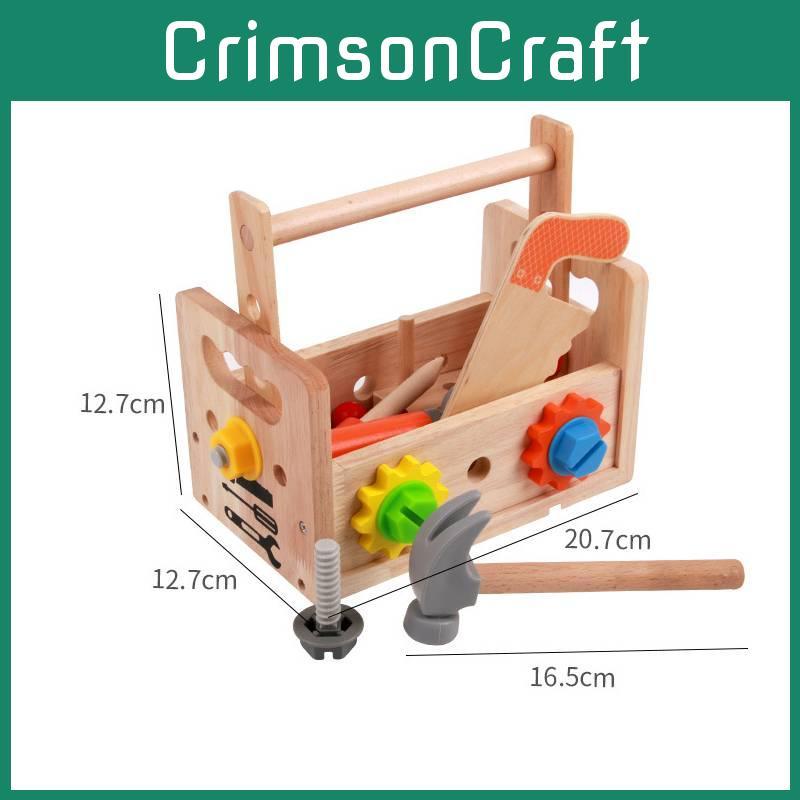 Wooden Toy Repair Tool Kit For Kids With Screwdriver And Nuts Educational Playset