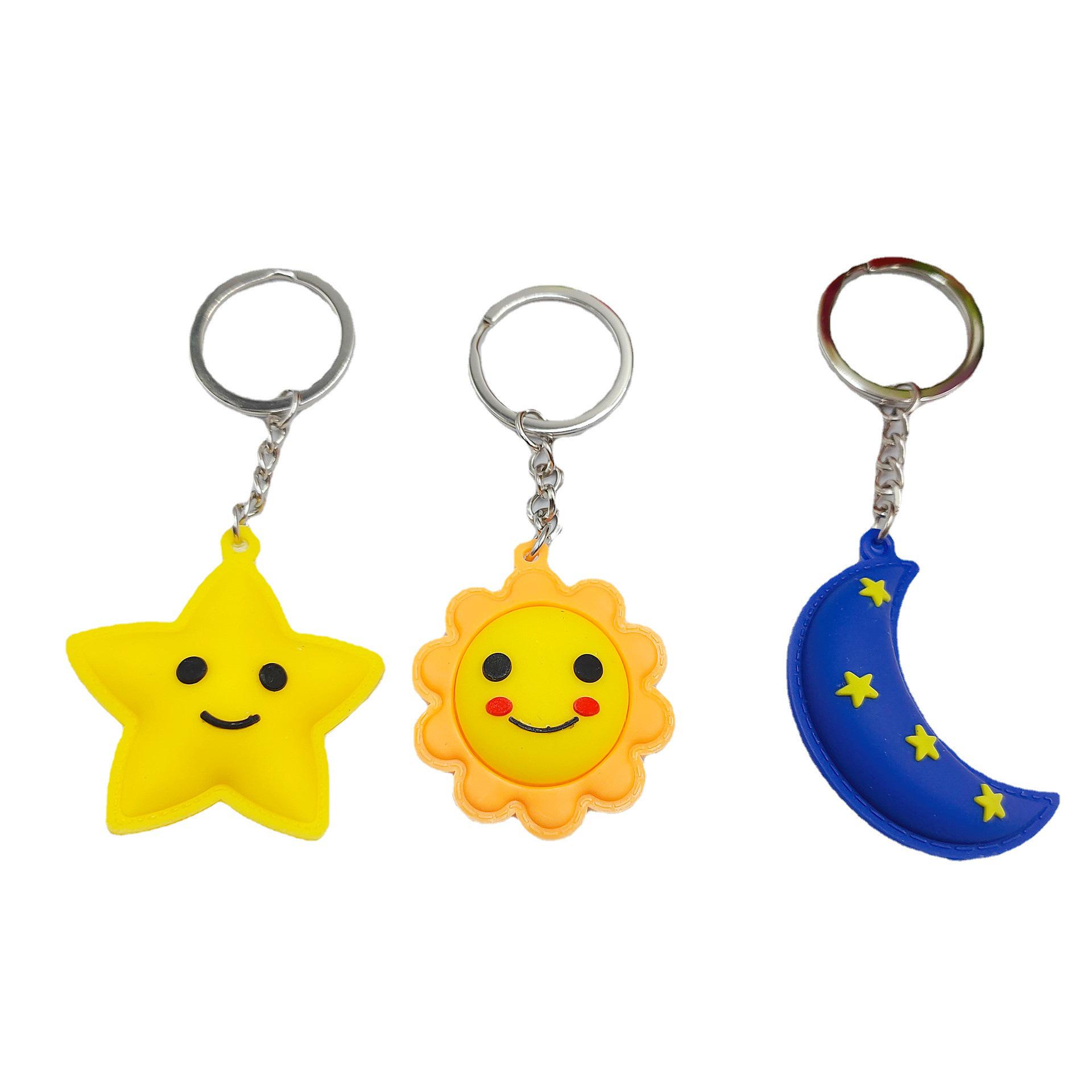 Creative Sun Moon Stars Soft PVC Keychain - Kids Cute Gift Ornaments