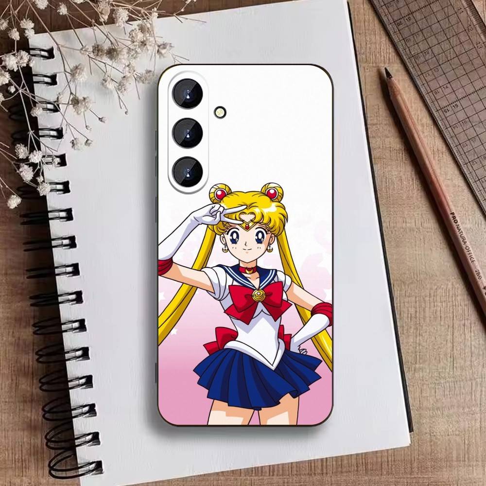 

Cartoon G-Sailor M-Moons Phone Case For Samsung Galaxy A73,21,22,32,71,53,52,51,80,5G Soft Black Cover Samsung a51 4g