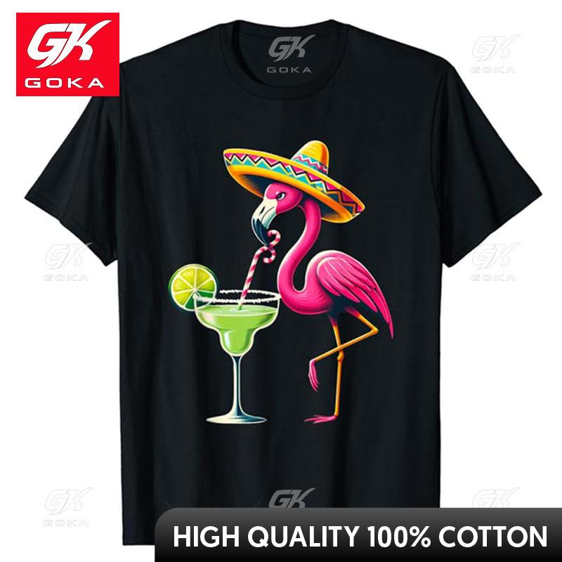 Flamingo Drinking Margarita Mexican Poncho Cinco De Mayo TShirt Tacos Tequila Pride Mexican Festival Party Clothes Novelty Gift L