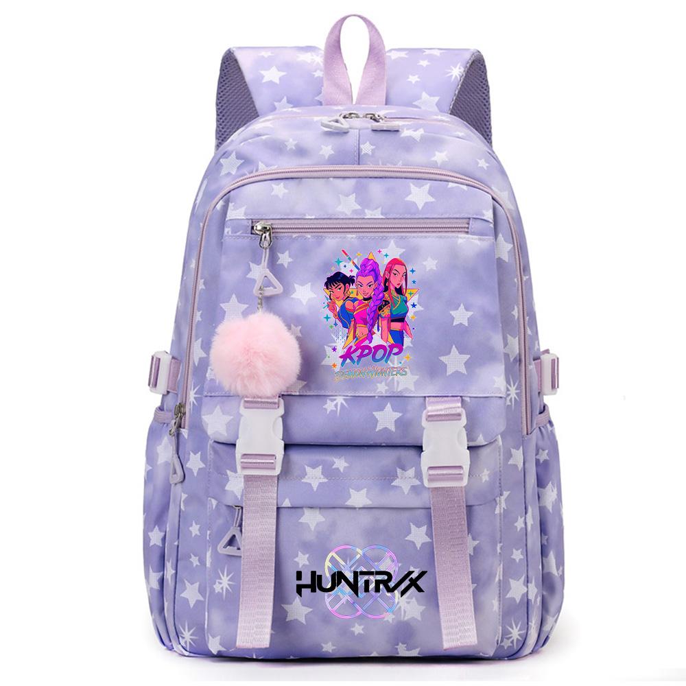 Anime K-Pop Demon Hunters Printed Backpack Large Capacity Bookbag Laptop Unisex Student Boy Girl School Bag Large Capacity Travel Outdoor Bag