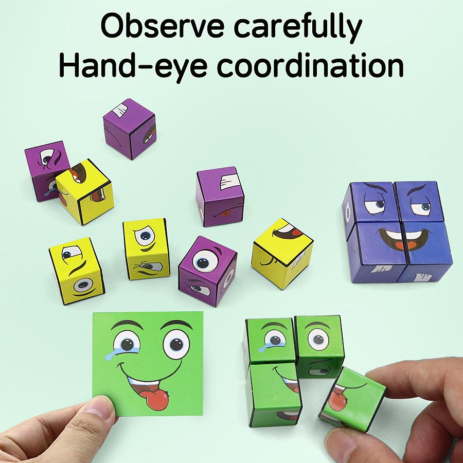 Fun Face Changing Magic Block Card Game - Children's and Adult Puzzle Toys Are Beneficial for Cultivating Children's Imagination