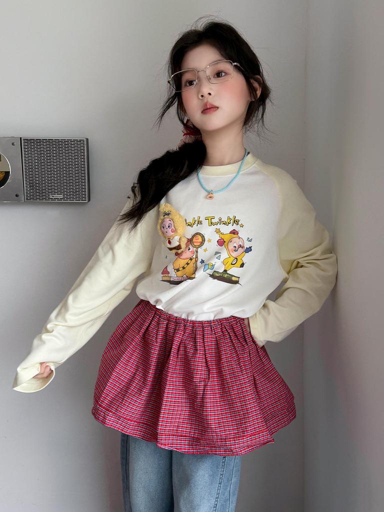 Girls' Cute Cartoon Long-Sleeve T-Shirt - Kids' Stylish Spring Hoodie Base Layer 2026