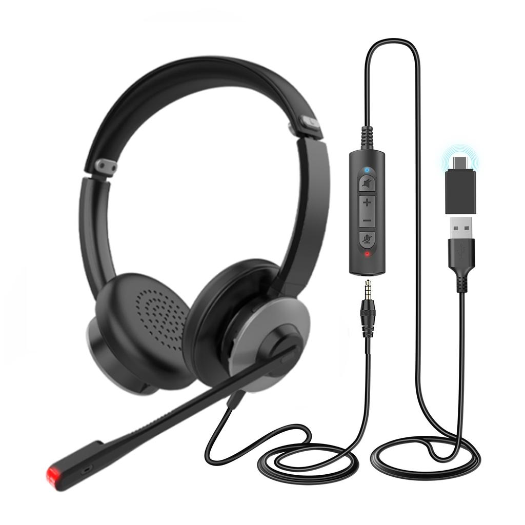Best Selling USB On-Ear Wired Call Center Headset Private Mold External Microphone ENC Noise Canceling Telephone