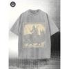 Washed, Hero Knight and Smart Black Cat Printed Men's Summer T-shirt, High-quality Printed Cotton Casual T-shirt,  for Street and Outdoor Activities