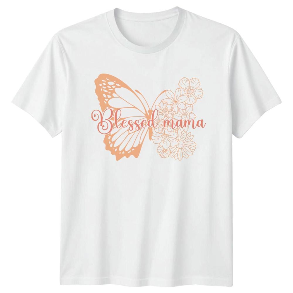 Blessed Mama Butterfly Floral Graphic Mothers Day Unisexs TShirt S