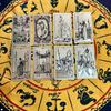 Hexagram Gold Foil Tarot Cards with Rose Pattern, 78 Cards Rider Tarot Deck 12*7cm, with Paper Instruction Guide