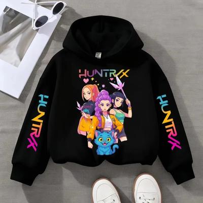 KPOP Dämonenjäger Neues Kinder Kapuzensweatshirt Junge Mädchen Herbst Winter Täglich Outdoor Urlaub Lässig Locker Warm Weich Sportbekleidung