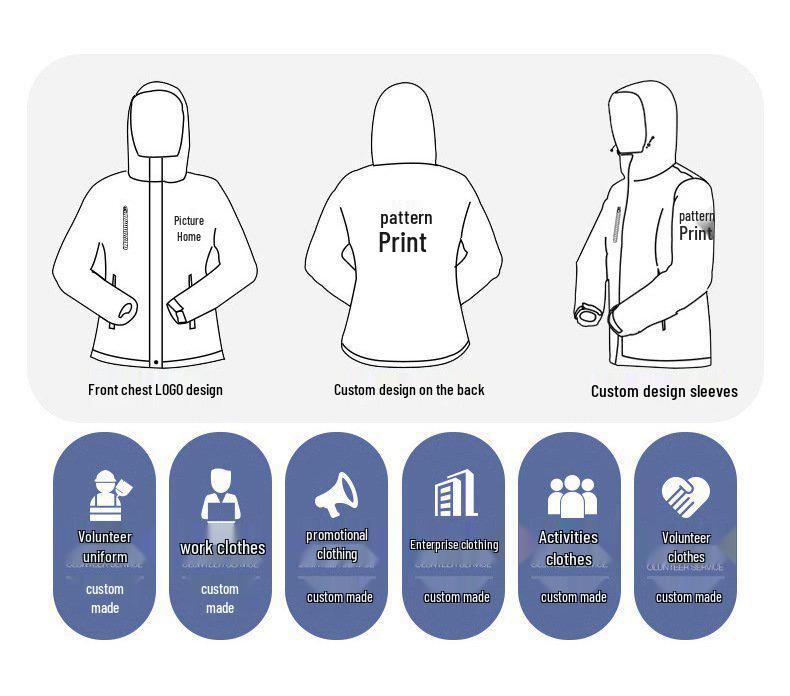 Unisex Three-in-One Waterproof Windproof Mink Fleece Hiking Jacket - Custom LG