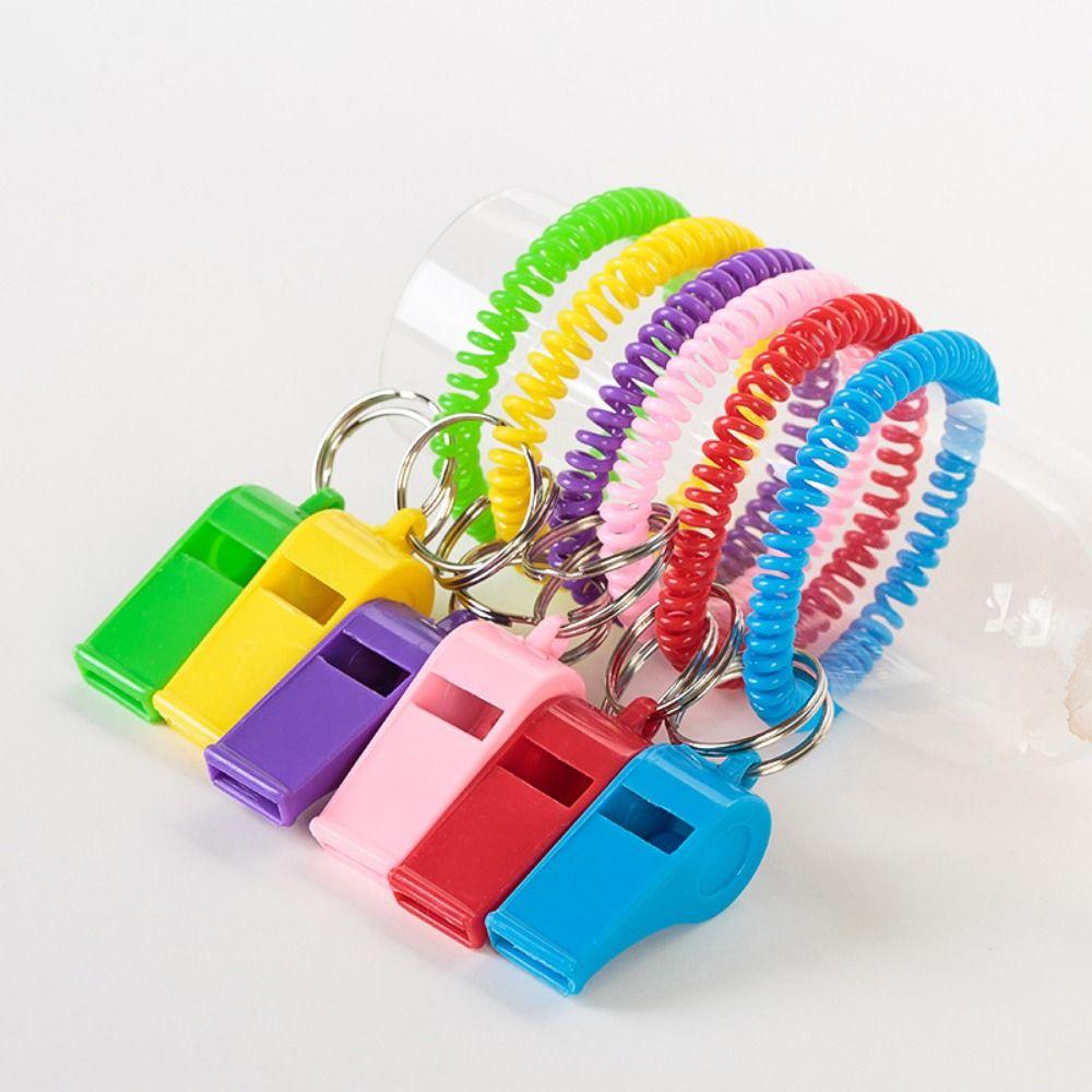 10Pcs Colorful Spring Wristband Whistle Plastic Referee Whistle Sport Whistle Outdoor Survival